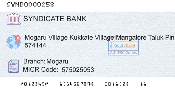 Syndicate Bank MogaruBranch 
