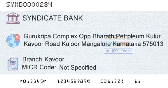 Syndicate Bank KavoorBranch 