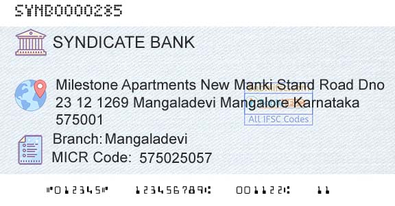 Syndicate Bank MangaladeviBranch 