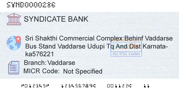 Syndicate Bank VaddarseBranch 