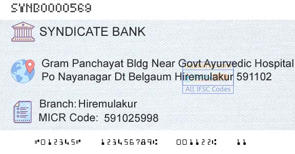 Syndicate Bank HiremulakurBranch 