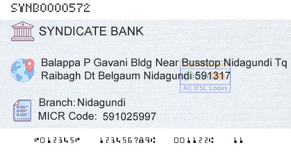 Syndicate Bank NidagundiBranch 