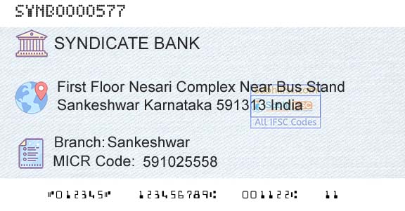 Syndicate Bank SankeshwarBranch 