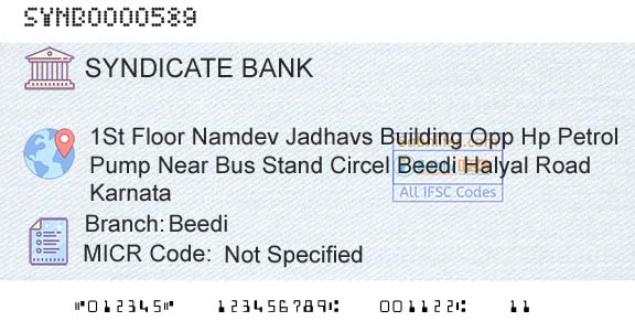 Syndicate Bank BeediBranch 