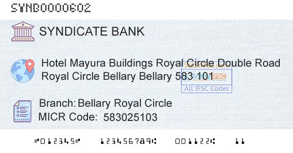 Syndicate Bank Bellary Royal CircleBranch 