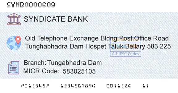 Syndicate Bank Tungabhadra DamBranch 