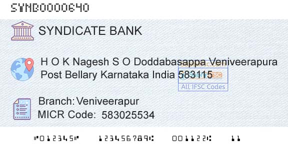Syndicate Bank VeniveerapurBranch 