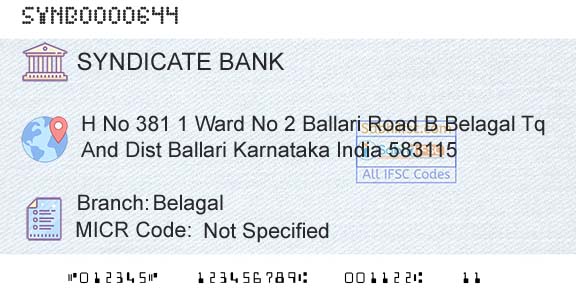 Syndicate Bank BelagalBranch 