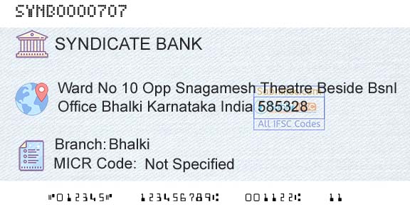 Syndicate Bank BhalkiBranch 