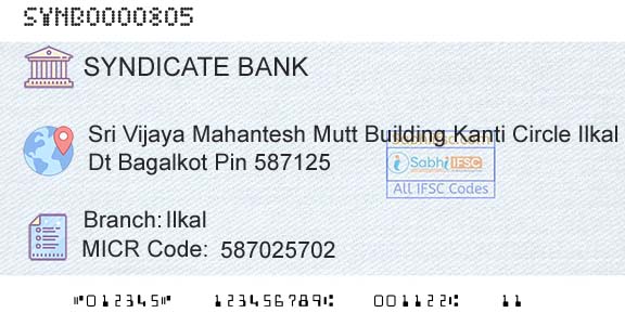 Syndicate Bank IlkalBranch 