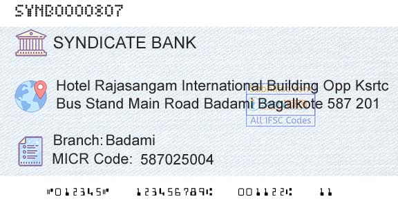 Syndicate Bank BadamiBranch 
