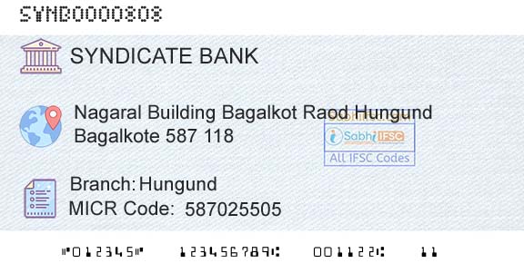 Syndicate Bank HungundBranch 