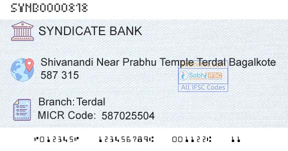 Syndicate Bank TerdalBranch 