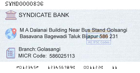 Syndicate Bank GolasangiBranch 