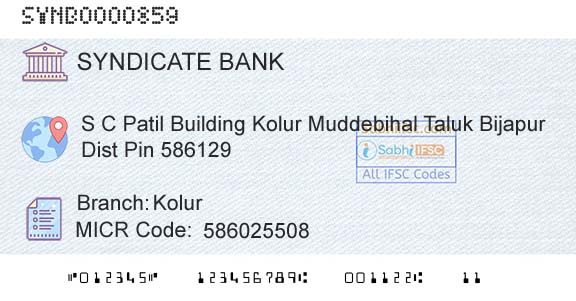 Syndicate Bank KolurBranch 