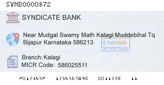 Syndicate Bank KalagiBranch 
