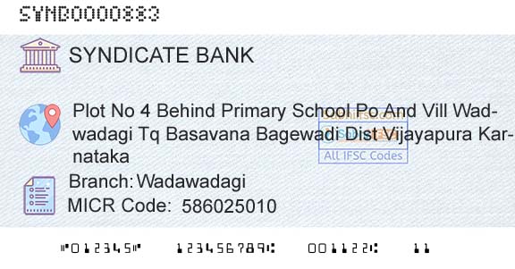 Syndicate Bank WadawadagiBranch 