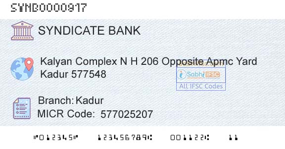 Syndicate Bank KadurBranch 