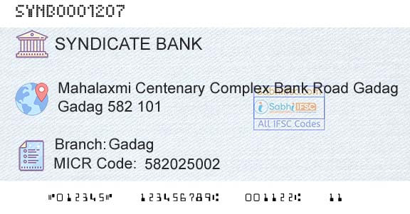 Syndicate Bank GadagBranch 