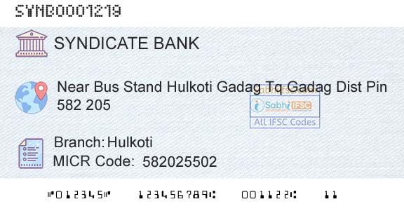 Syndicate Bank HulkotiBranch 