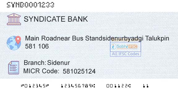 Syndicate Bank SidenurBranch 