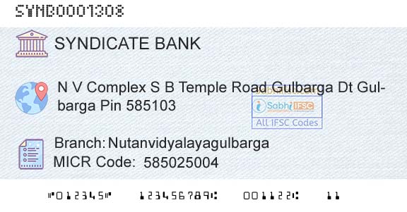 Syndicate Bank NutanvidyalayagulbargaBranch 