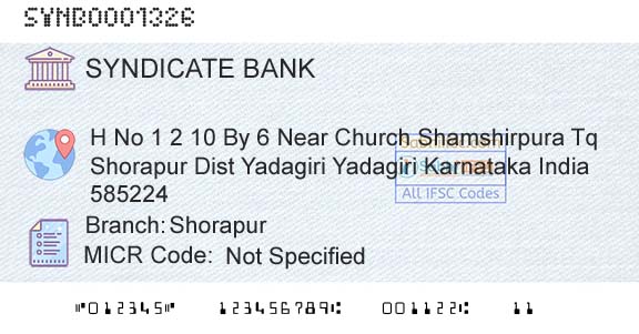 Syndicate Bank ShorapurBranch 