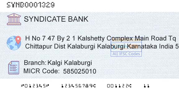 Syndicate Bank Kalgi KalaburgiBranch 