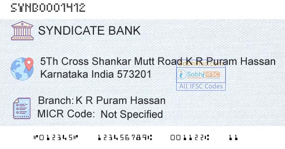 Syndicate Bank K R Puram HassanBranch 