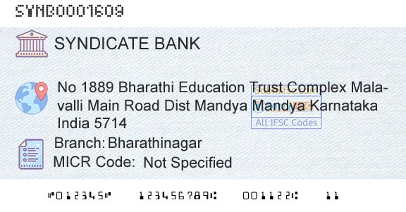 Syndicate Bank BharathinagarBranch 