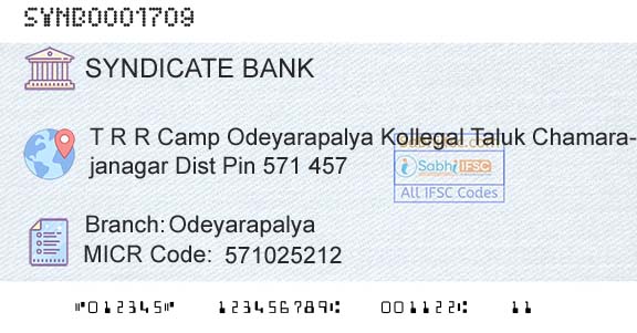 Syndicate Bank OdeyarapalyaBranch 