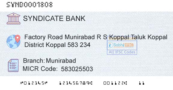 Syndicate Bank MunirabadBranch 
