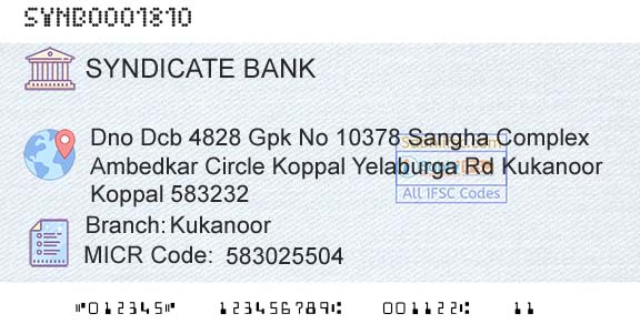 Syndicate Bank KukanoorBranch 