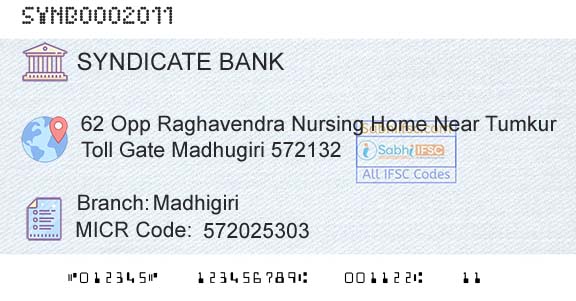 Syndicate Bank MadhigiriBranch 