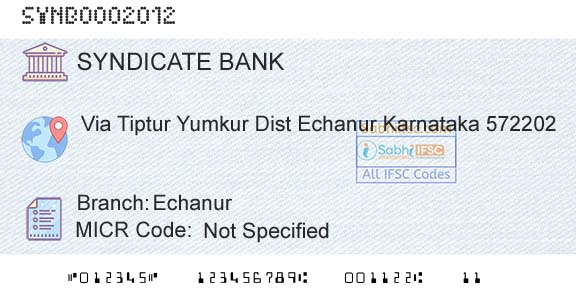 Syndicate Bank EchanurBranch 