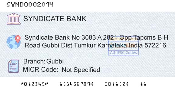 Syndicate Bank GubbiBranch 