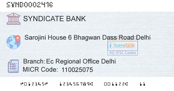Syndicate Bank Ec Regional Office DelhiBranch 