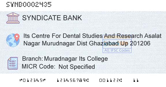 Syndicate Bank Muradnagar Its CollegeBranch 