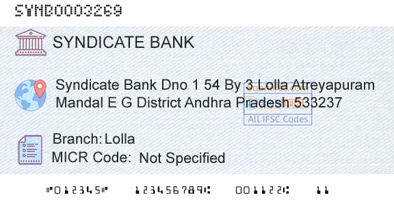 Syndicate Bank LollaBranch 