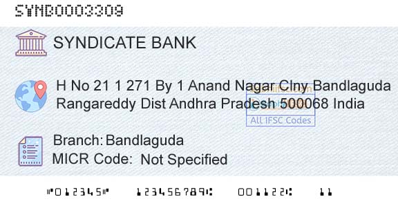 Syndicate Bank BandlagudaBranch 