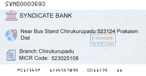 Syndicate Bank ChirukurupaduBranch 