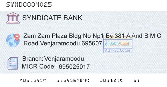 Syndicate Bank VenjaramooduBranch 