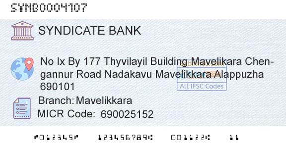 Syndicate Bank MavelikkaraBranch 