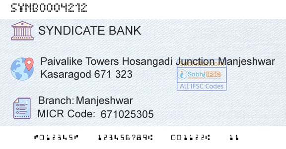 Syndicate Bank ManjeshwarBranch 