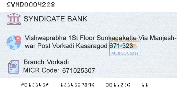 Syndicate Bank VorkadiBranch 