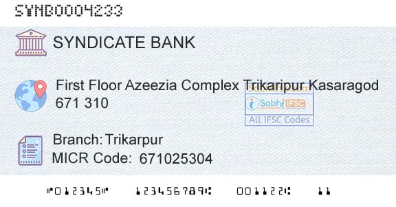 Syndicate Bank TrikarpurBranch 