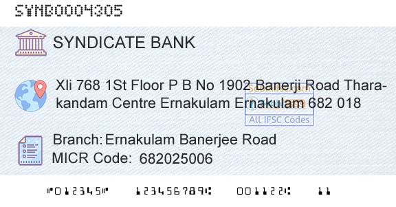 Syndicate Bank Ernakulam Banerjee RoadBranch 