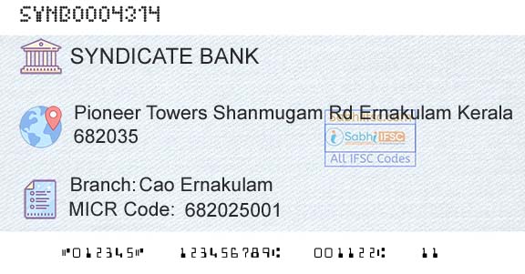 Syndicate Bank Cao ErnakulamBranch 