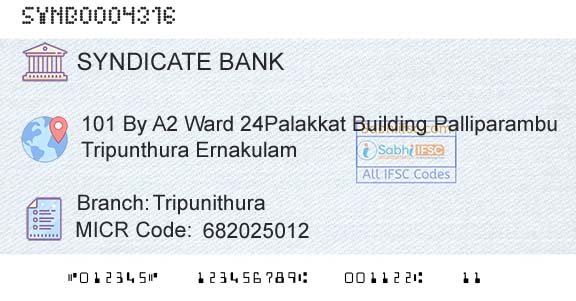 Syndicate Bank TripunithuraBranch 