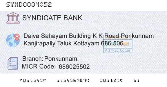 Syndicate Bank PonkunnamBranch 